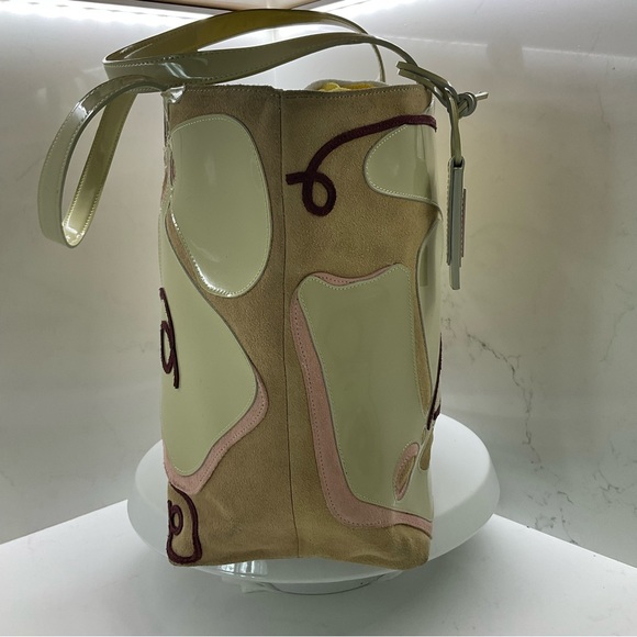 Antonio Melani patent leather/suede shoulder bag purse - Picture 5 of 12